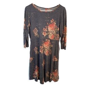Paolino Fit & Flare Dress Gray Pink Floral